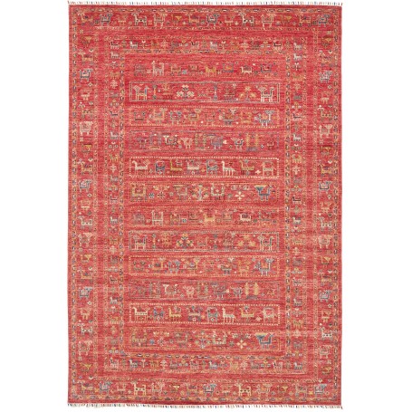 Tappeto Rubin Pakistan Astratto Rosso Terracotta Giallo Ocra
