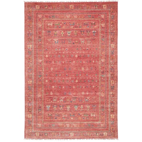 Tappeto Rubin Pakistan Geometrico Rosso Terracotta Blu Verde