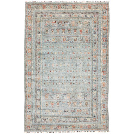 Tappeto Rubin Pakistan Geometrico Azzurro Chiaro Terracotta