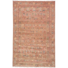Tappeto Rubin Pakistan Astratto Terracotta Rosso Mattone Blu