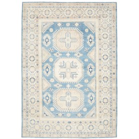 Tappeto Kazak Afghanistan Astratto Celeste Crema Beige Blu S
