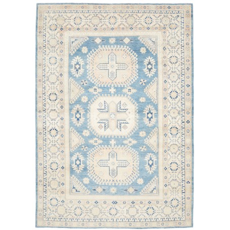Tappeto Kazak Afghanistan Astratto Celeste Crema Beige Blu S