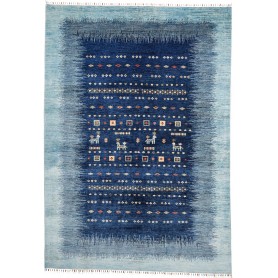 Tappeto Siva Pakistan Astratto Blu Indaco Azzurro Beige Crem