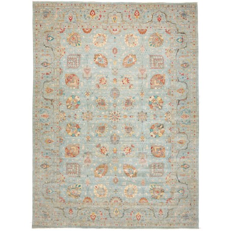 Tappeto Shahi Fine Pakistan Geometrico Verde Acqua Tenue 308