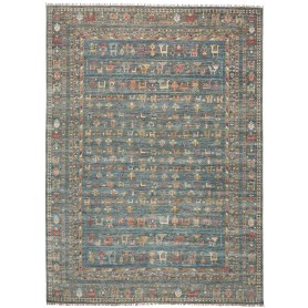 Tappeto Rubin Pakistan Astratto Blu Verde Petrolio Rosso Mat