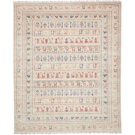 Tappeto Rubin Pakistan Geometrico Crema Beige Rosso Mattone