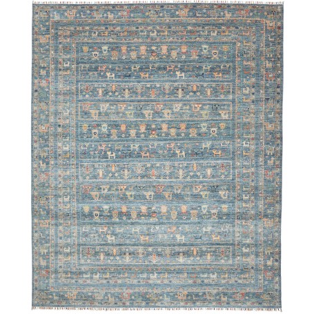 Tappeto Rubin Pakistan Astratto Azzurro Blu Petrolio Beige A