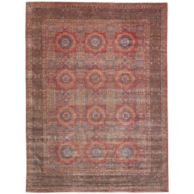 Tappeto Mamlouk Pakistan Geometrico Rosso Ruggine Marrone Bl