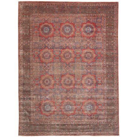 Tappeto Mamlouk Pakistan Geometrico Rosso Ruggine Marrone Bl