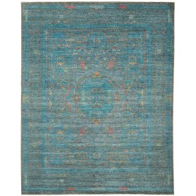 Tappeto Mamlouk Pakistan Geometrico Petrolio Blu Rosso Sbiad