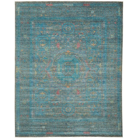 Tappeto Mamlouk Pakistan Geometrico Petrolio Blu Rosso Sbiad