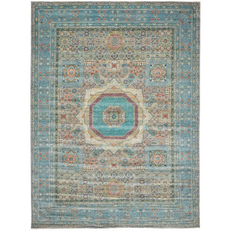 Tappeto Mamlouk Pakistan Floreale Azzurro Turchese Crema Ara
