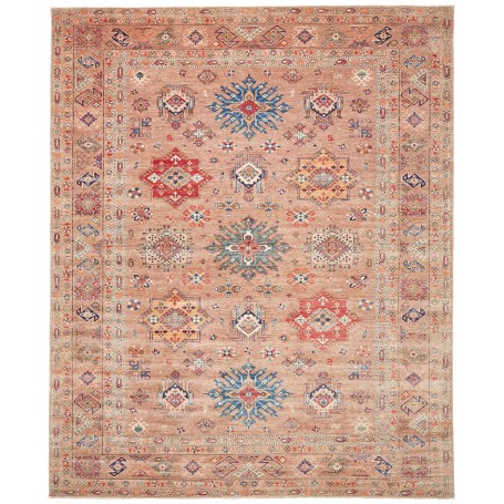 Tappeto Kazak Fine Pakistan Geometrico Marrone Terra Blu Ros