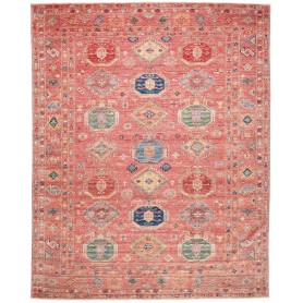 Tappeto Kazak Fine Pakistan Astratto Terracotta Rosa Blu Ver