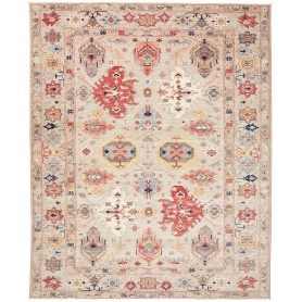 Tappeto Kazak Fine Pakistan Geometrico Grigio Beige Rosso Az