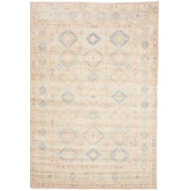Tappeto Kazak Afghanistan Astratto Beige Rosa Pallido Azzurr