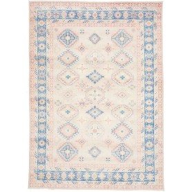 Tappeto Kazak Afghanistan Geometrico Crema Blu Chiaro Rosa T