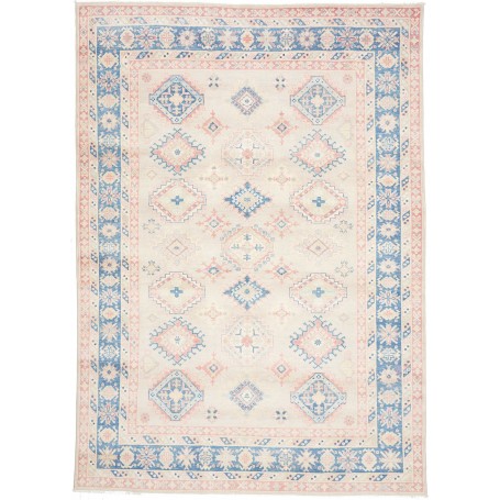 Tappeto Kazak Afghanistan Geometrico Crema Blu Chiaro Rosa T