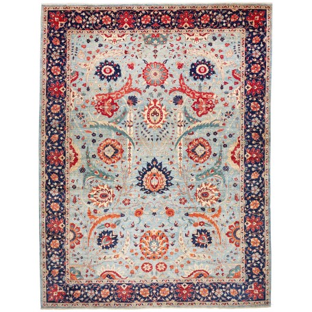 Tappeto Aryana Fine Pakistan Floreale Azzurro Blu Rosso Cora