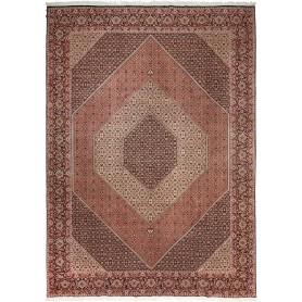 Bidjar Con Seta Persia Geometrico Rosso Nero 256x355 Cm