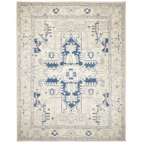 Tappeto Kazak Afghanistan Geometrico Avorio Blu 308x400 Cm