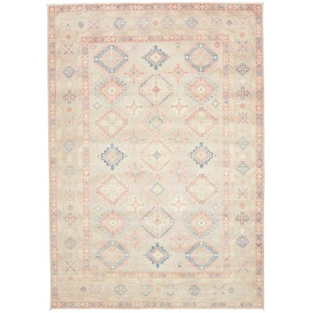 Tappeto Kazak Afghanistan Astratto Beige Crema Blu Pastello