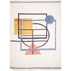 Tappeto Berbero Pakistan Geometrico Bianco Blu 278x