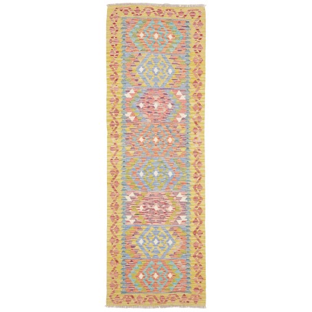 Tappeto Kilim Afghanistan Tribale Giallo Brillante Blu 80x24