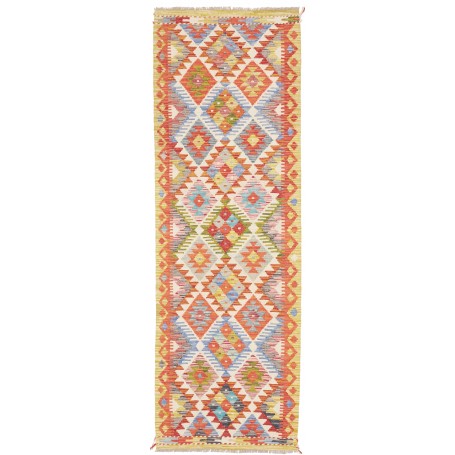 Tappeto Kilim Afghanistan Astratto Arancione Terracotta Blu