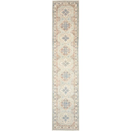 Tappeto Kazak Afghanistan Astratto Azzurro Tenue Rosso Matto