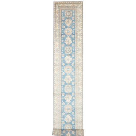 Tappeto Kazak Afghanistan Geometrico Azzurro Beige 82x583 cm