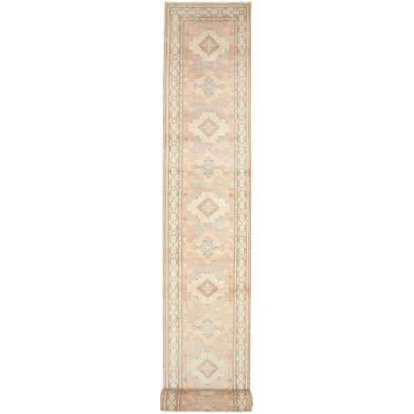 Tappeto Kazak Afghanistan Geometrico Pesca Crema 79x604 cm