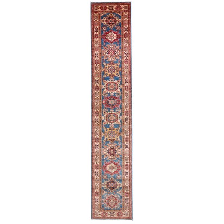 Tappeto Kazak Fine Pakistan Astratto Blu Petrolio Bordeaux 7