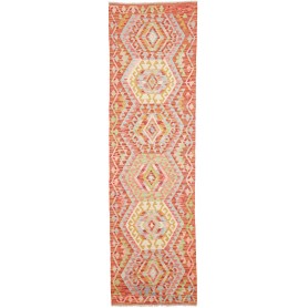 Tappeto Kilim Afghanistan Geometrico Terracotta Corallo 85x2
