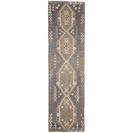 Tappeto Kilim Afghanistan Astratto Grigio Scuro Marrone 79x3