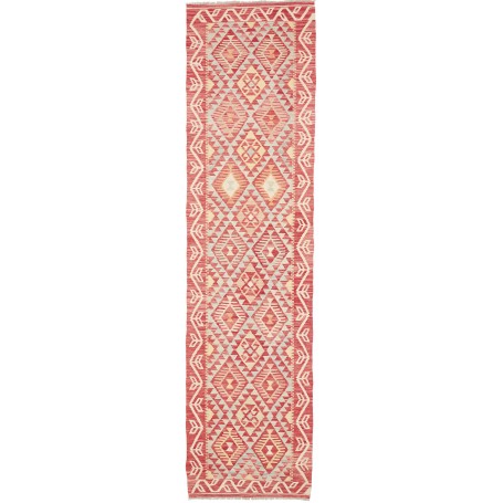 Tappeto Kilim Afghanistan Geometrico Rosso Terracotta Beige