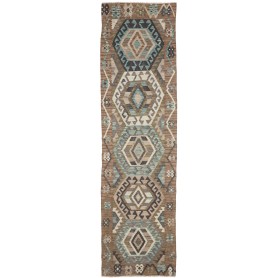 Tappeto Kilim Afghanistan Astratto Marrone Terra Turchese 81