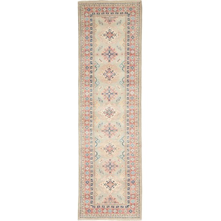 Tappeto Kazak Afghanistan Astratto Verde Salvia Rosa Antico