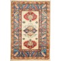 Tappeto Kazak Fine Pakistan Astratto Crema Blu Rosso Ocra 62