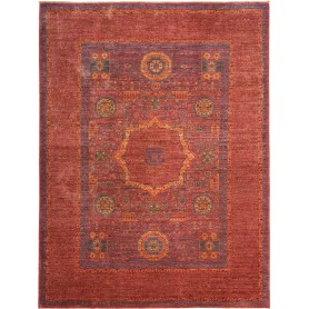 Tappeto Mamlouk Pakistan Medaglione Rosso Mattone Blu Reale