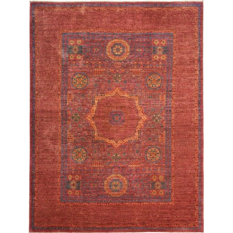 Tappeto Mamlouk Pakistan Medaglione Rosso Mattone Blu Reale