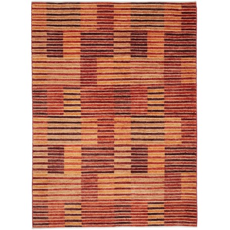 Tappeto Barjesta Pakistan Astratto Rosso Arancio Marrone Bei