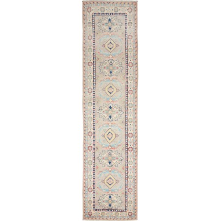 Tappeto Kazak Afghanistan Geometrico Beige Blu Tenue Blu Nav