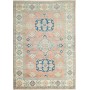 Tappeto Kazak Afghanistan Medaglione Rosa Salmone Blu Navy A