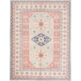 Tappeto Kazak Afghanistan Geometrico Azzurro Tenue Corallo B