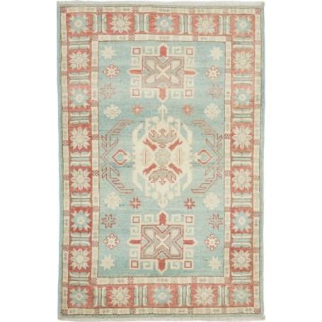 Tappeto Kazak Afghanistan Geometrico Azzurro Acqua Terracott