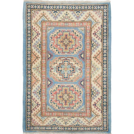 Tappeto Kazak Afghanistan Astratto Azzurro Celeste Beige Cre