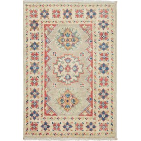 Tappeto Kazak Afghanistan Geometrico Beige Rosso Blu Giallo