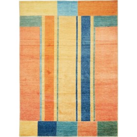 Tappeto Barjesta Pakistan Astratto Arancio Giallo Blu Azzurr