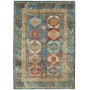 Tappeto Tribal Pakistan Astratto Blu Petrolio Beige Oro Ross